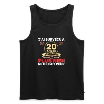 20 Ans De Mariage Noces De Coton Cadeau Mari 20eme - Débardeur bio Premium Homme - noir - Devant - AI Model Male 178 light (178cm)