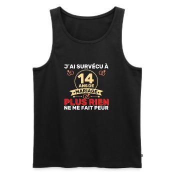 14 Ans De Mariage Noces De Coton Cadeau Mar 14eme - Débardeur bio Premium Homme - noir - Devant - AI Model Male 178 light (178cm)