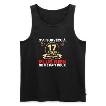 17 Ans De Mariage Noces De Coton Cadeau Mari 17eme - Débardeur bio Premium Homme - noir - Devant - AI Model Male 178 light (178cm)