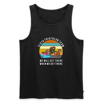 Sloth Triathlon Team Faultier Sport Shirt - Männer Premium Bio Tank Top - Schwarz - Vorne - Michal (187cm)