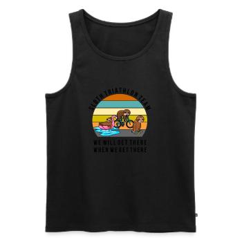 Sloth Triathlon Team Faultier Sport Shirt - Männer Premium Bio Tank Top - Schwarz - Vorne - Michal (187cm)