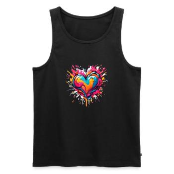 Heart of colored paintings - Men's Premium Organic Tank Top - black - Front - AI Model Male 178 light (178cm)