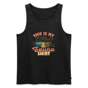 This is my Sauna shirt Spa Massage Banja Saunaclub - Männer Premium Bio Tank Top - Schwarz - Vorne - AI Model Male 178 light (178cm)