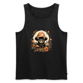Cat cottagecore - Men's Premium Organic Tank Top - black - Front - AI Model Male 178 light (178cm)
