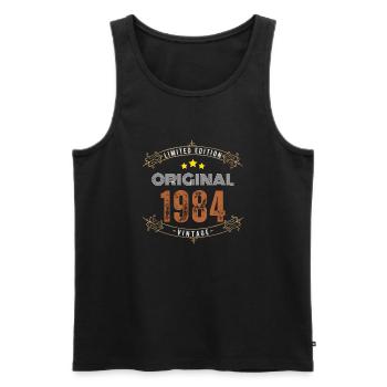 Vintage 1984 Anniversary Gift - Vintage 1984 - Men's Premium Organic Tank Top - black - Front - Michal (187cm)