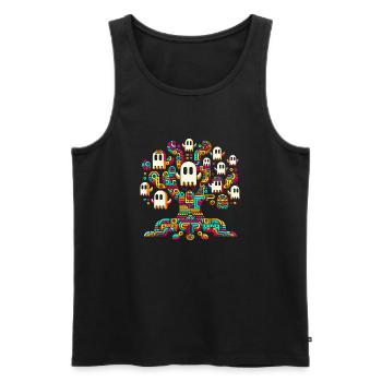 Pre-Columbian Pop Art Ghost Tree T-Shirt - Men's Premium Organic Tank Top - black - Front - AI Model Male 178 light (178cm)