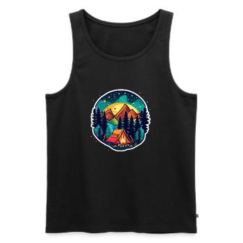 Camping, tent and campfire - Men's Premium Organic Tank Top - black - Front - Michal (187cm)