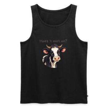 Kuh, Antwerpener Dialekthemden - Männer Premium Bio Tank Top - Schwarz - Vorne - AI Model Male 178 light (178cm)