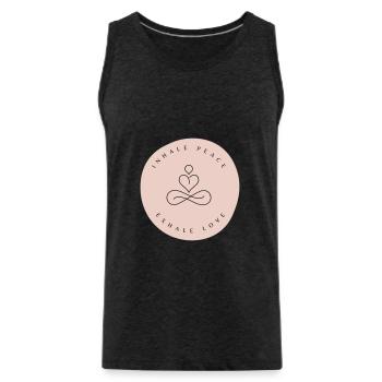 Inhale Peace, Exhale Love - Men's Premium Organic Tank Top - charcoal grey - Front - Alexander (188cm)