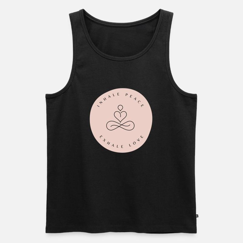 Atme Frieden ein, atme Liebe aus - Männer Premium Bio Tank Top - Schwarz