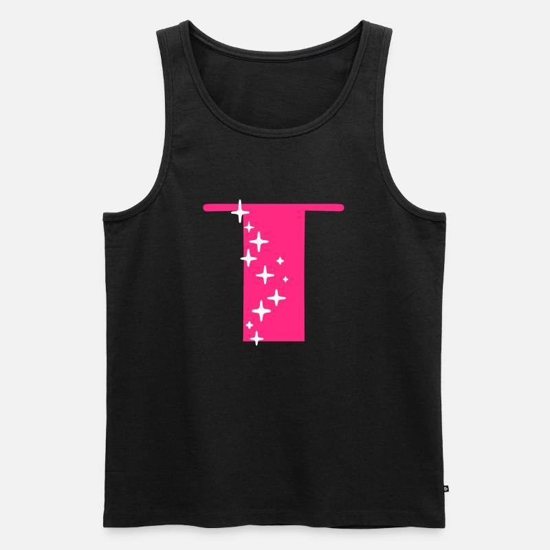 Buchstabe T Glitzer - Männer Premium Bio Tank Top - Schwarz