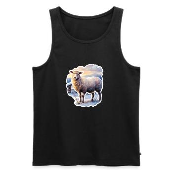 Sheep in the snow - Men's Premium Organic Tank Top - black - Front - AI Model Male 178 light (178cm)