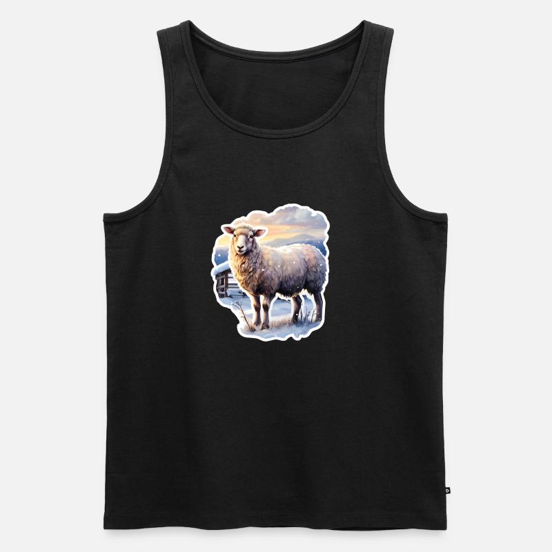 Schaf im Schnee - Männer Premium Bio Tank Top - Schwarz