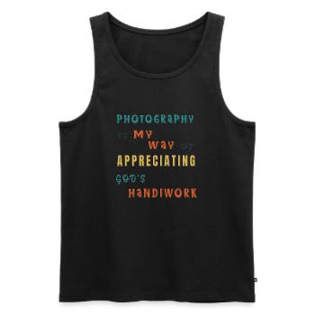 "Photography is my way" typography quote - Men's Premium Organic Tank Top - black - Front - AI Model Male 178 light (178cm)