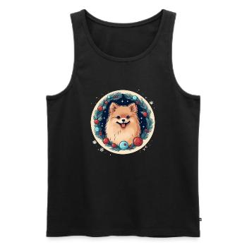 Chien de Poméranie Noël, Chiens d’amour - Débardeur bio Premium Homme - noir - Devant - Michal (187cm)