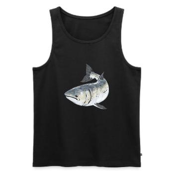 Pêche au saumon Pêcheur de saumon - Débardeur bio Premium Homme - noir - Devant - Michal (187cm)
