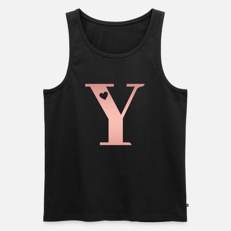 Buchstabe Y Roségold - Männer Premium Bio Tank Top - Schwarz