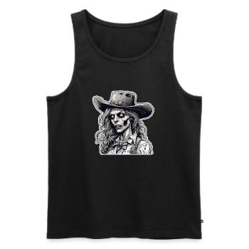 Cow Girl / Wild West / Desert / Lasso / Rodeo - Men's Premium Organic Tank Top - black - Front - Michal (187cm)
