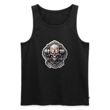 Crâne / crâne / squelette / gothique / tatouage - Débardeur bio Premium Homme - noir - Devant - Michal (187cm)
