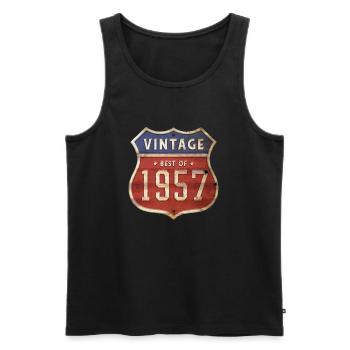 67 ans vintage 1957 édition limitée 67ème - Débardeur bio Premium Homme - noir - Devant - Michal (187cm)