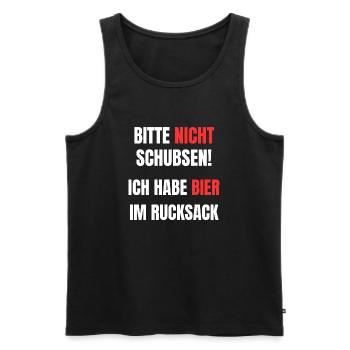 Bitte Nicht schubsen ich habe Bier im rucksack - Männer Premium Bio Tank Top - Schwarz - Vorne - AI Model Male 178 light (178cm)