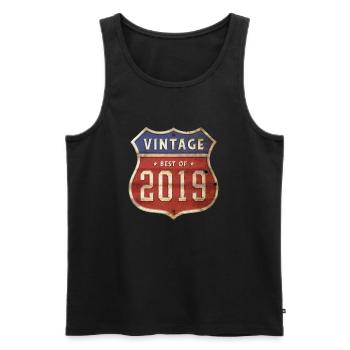 5 ans Millésime 2019 Edition Limitée 5ème - Débardeur bio Premium Homme - noir - Devant - AI Model Male 178 light (178cm)