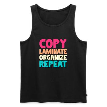 Copy Laminate Organize Repeat - Männer Premium Bio Tank Top - Schwarz - Vorne - AI Model Male 178 light (178cm)