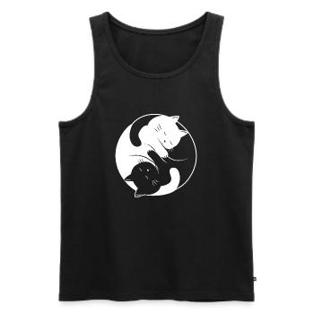 Ying Yang Cat - Débardeur bio Premium Homme - noir - Devant - Michal (187cm)