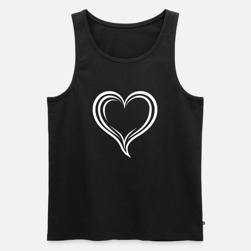 Herz - Männer Premium Bio Tank Top - Schwarz