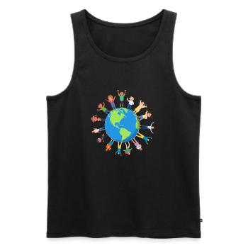 Menschen - Männer Premium Bio Tank Top - Schwarz - Vorne - AI Model Male 178 light (178cm)