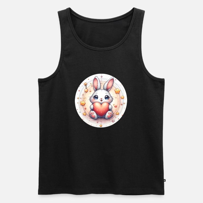 Hase mit Herz - Männer Premium Bio Tank Top - Schwarz