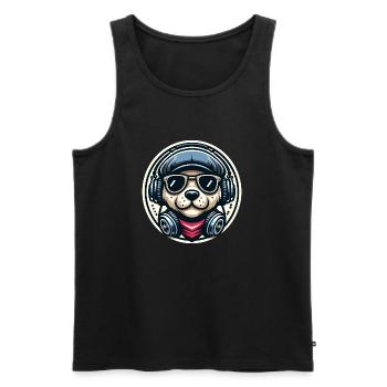 Chien de musique - Débardeur bio Premium Homme - noir - Devant - Michal (187cm)