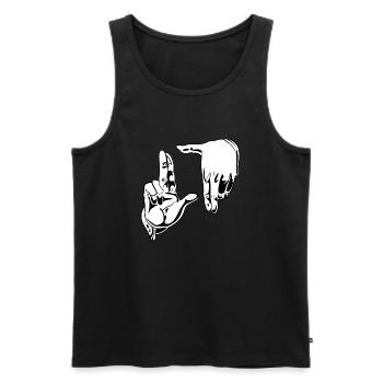 Foto Suchende Hände - Männer Premium Bio Tank Top - Schwarz - Vorne - Michal (187cm)