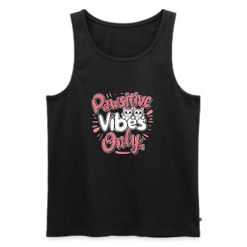 Pawsitive Vibes Only - Chat & Motivation - Men's Premium Organic Tank Top - black - Front - Michal (187cm)