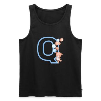 Blue Letter Q Bear - Men's Premium Organic Tank Top - black - Front - AI Model Male 178 light (178cm)