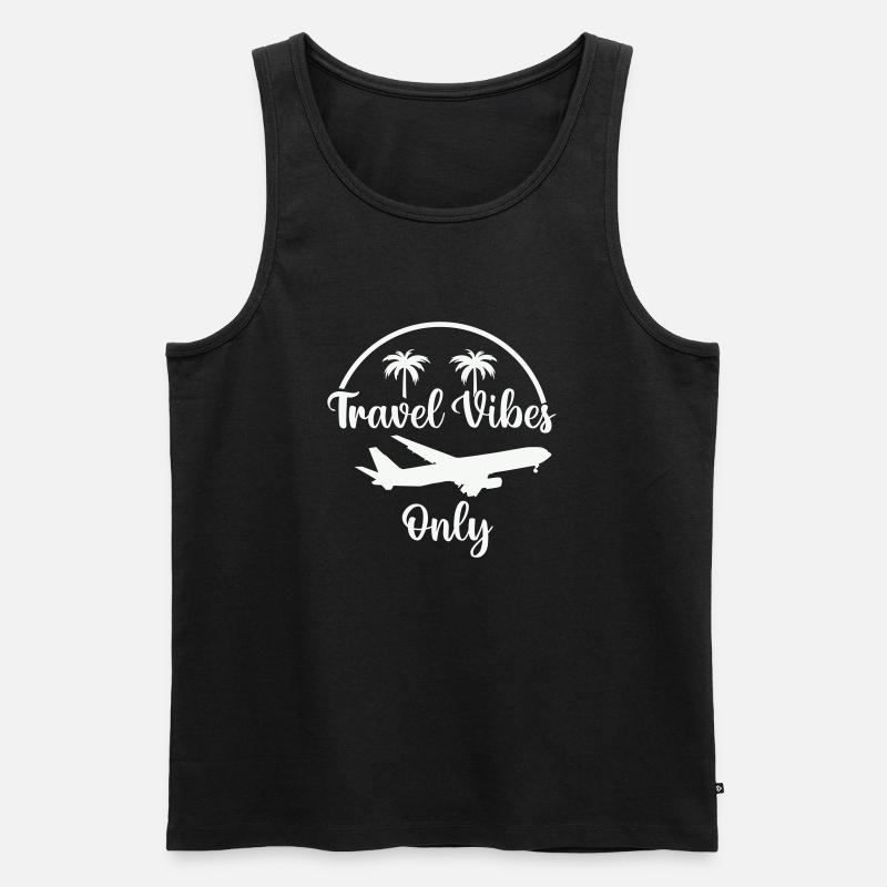 Travel Vibes Only - Männer Premium Bio Tank Top - Schwarz