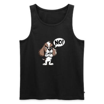 Cocker Spaniel disant "Non ! - Débardeur bio Premium Homme - noir - Devant - AI Model Male 178 light (178cm)