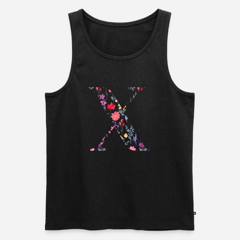 Personalisierter Blumenbuchstabe x - Geschenkidee - Männer Premium Bio Tank Top - Schwarz