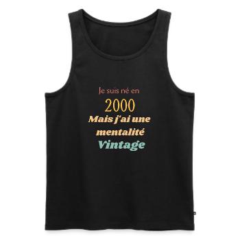 Je suis né en Mais j'ai une mentalité Vintage - Débardeur bio Premium Homme - noir - Devant - Michal (187cm)