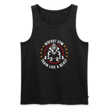 Bigfoot Gym : Entraînez-vous comme une bête - Débardeur bio Premium Homme - noir - Devant - Michal (187cm)