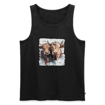 Two young bulls or two cows? - Men's Premium Organic Tank Top - black - Front - AI Model Male 178 light (178cm)