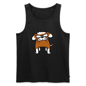 Hund Tier guckt böse wütend ernst aggressiv sauer - Männer Premium Bio Tank Top - Schwarz - Vorne - Michal (187cm)