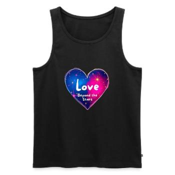 Love beyond the Stars Heart Design - Men's Premium Organic Tank Top - black - Front - AI Model Male 178 light (178cm)