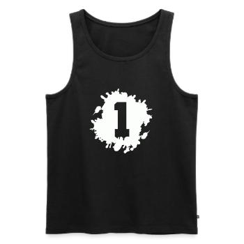 1 klecks - Männer Premium Bio Tank Top - Schwarz - Vorne - Michal (187cm)