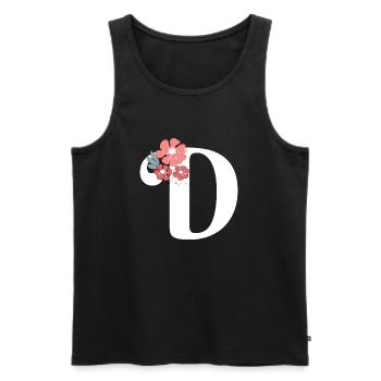 Lettre d fleurs minimalistes - Débardeur bio Premium Homme - noir - Devant - AI Model Male 178 light (178cm)