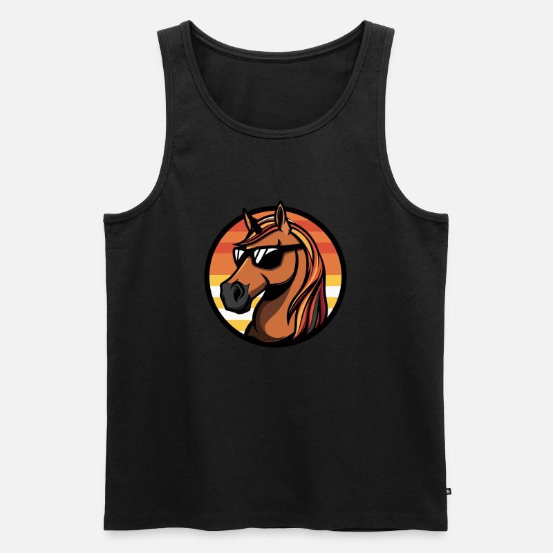 Pferd Cool Comic - Männer Premium Bio Tank Top - Schwarz