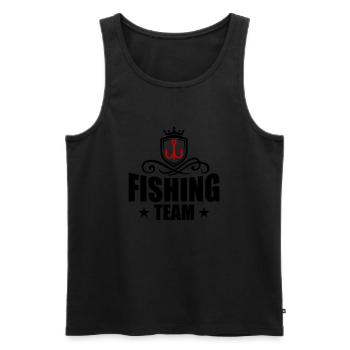 Hameçon de pêche en équipe de pêche - Débardeur bio Premium Homme - noir - Devant - AI Model Male 178 light (178cm)