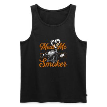 Meat Me At The Smoker Funny BBQ Pitmaster Wordplay - Men's Premium Organic Tank Top - black - Front - AI Model Male 178 light (178cm)