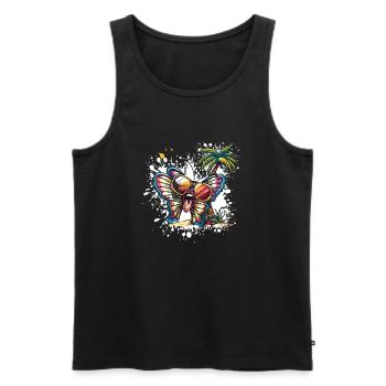 Vacances d’été papillon - Débardeur bio Premium Homme - noir - Devant - Michal (187cm)