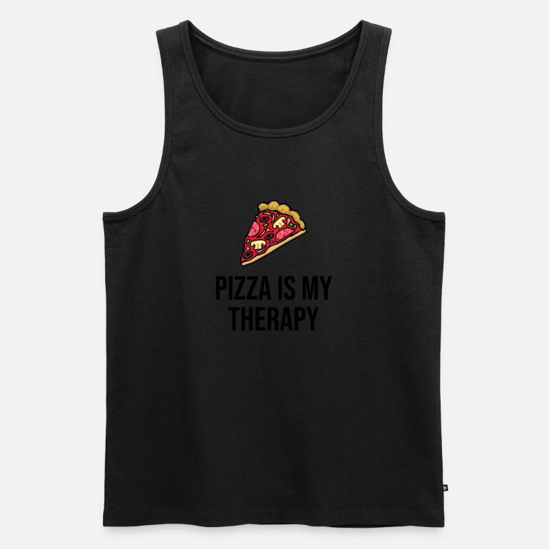 Pizza is my Therapy - Männer Premium Bio Tank Top - Schwarz